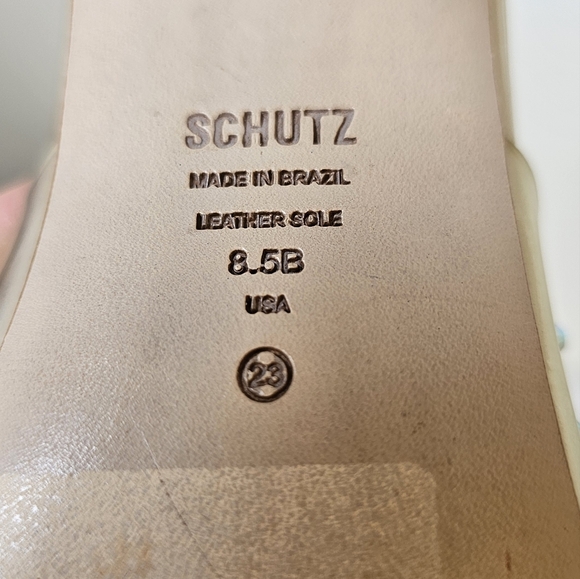 👍NWOT Schutz clear crystal white leather slide on block heal sandals sz 8.5 - Picture 8 of 9